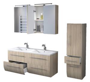 Badmöbel Set 3tlg. ZÜRICH Beige - Massivholz - Holzart/Dekor - 35 x 118 x 35 cm