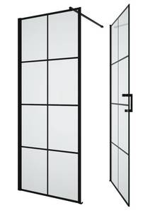 Duschwand mit Tür CAPARICA Schwarz - Metall - 80 x 190 x 80 cm