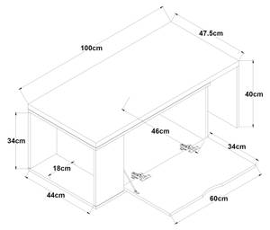 Table d'appoint Österåker Marron - Blanc - Bois manufacturé - 100 x 40 x 48 cm