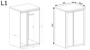 Kleiderschrank LAVINIO Breite: 98 cm