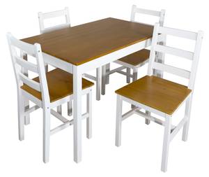 Ensemble 4 chaises et table NIL Blanc - Bois massif - 65 x 65 x 65 cm