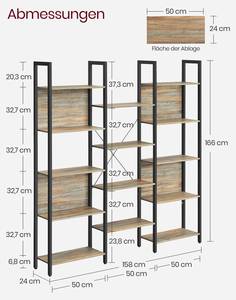 Bücherregal Libreville Braun - Holzwerkstoff - 158 x 166 x 24 cm