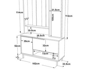 Garderobe Kvænangen Schwarz - Braun - Holzwerkstoff - Metall - 112 x 178 x 36 cm