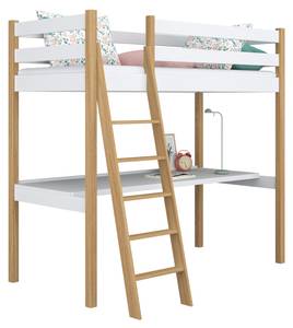 Hochbett N03 mit Schreibtisch Eiche - Weiß - 120 x 190 cm