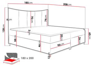 Boxspringbett Bergamo Beige - Breite: 185 cm