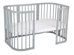 Babybett GREY, 7in1 mit Matratze Grau - Hellgrau