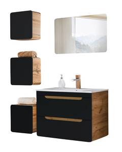 Badezimmer Set in anthrazit mit Eiche Nb Grau - Holzwerkstoff - 130 x 200 x 46 cm