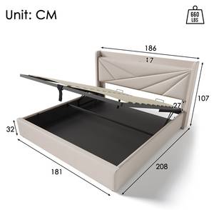 Polsterbett FAN AGC7 Beige - Breite: 186 cm