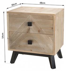 Nachttisch mit 2 Schubladen Beige - Holz teilmassiv - 36 x 54 x 48 cm