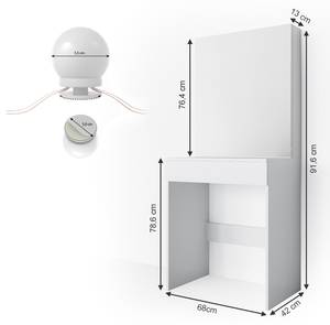 Schminktisch Melle LED Weiß - Holzwerkstoff - 68 x 155 x 42 cm