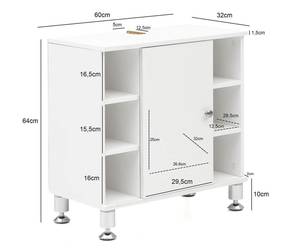 Waschbeckenunterschrank BLEROR Weiß Weiß - Holzwerkstoff - 32 x 64 x 60 cm