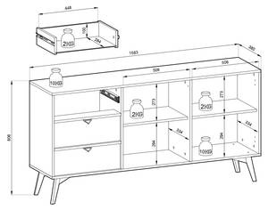 Kommode FIRR Grün - Holzwerkstoff - 158 x 80 x 38 cm