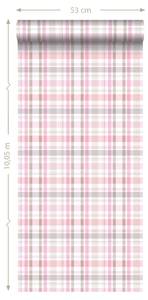 Tapete Karomuster 7140 Pink - Naturfaser - Textil - 53 x 1005 x 1005 cm