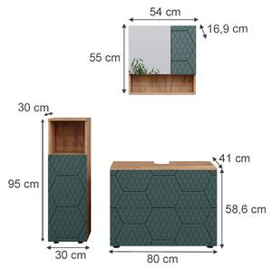 Badmöbel-Set Irma 47197 Grün - Sonoma Eiche Trüffel Dekor