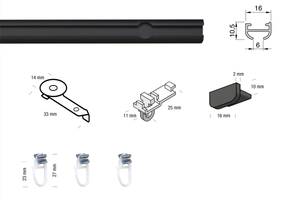 Gardinenschiene 1 lfg. Schwarz - Breite: 560 cm