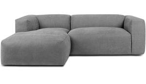 Ecksofa BUFFO 4-Sitzer Silber / Grau - Silbergrau - Breite: 237 cm - Armlehne beidseitig montierbar - Ecke davorstehend links - Ottomane davorstehend links