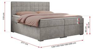 Boxspringbett CARMEN Platingrau - Breite: 120 cm - H4 - Textil