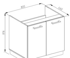 Meuble bas sous-évier R-Line 37102 Blanc brillant - Imitation chêne truffier de sonoma