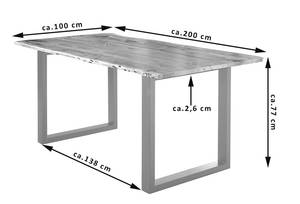 Esstisch LUBIN Akazie Dekor - Beige - 200 x 100 cm - Silber