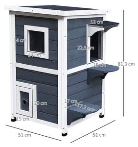 Katzenhaus D30-223 Massivholz - 51 x 82 x 51 cm