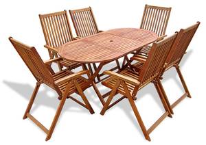 Garten-Essgruppe (7-teilig) 41815 Braun - Massivholz - Holzart/Dekor - 85 x 75 x 160 cm