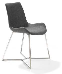 Chaise en tissu et pieds en acier chromé Gris - Textile - 54 x 82 x 58 cm