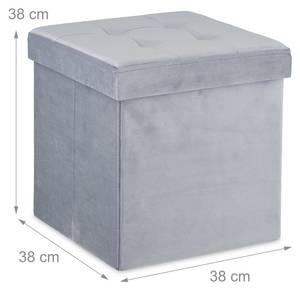 Tabouret gris en velours Gris - Bois manufacturé - Matière plastique - Textile - 38 x 38 x 38 cm