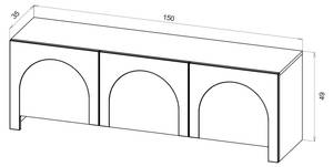 Meuble tv ARCO RTV150 3D Blanc - Bois manufacturé - Matière plastique - 150 x 49 x 35 cm