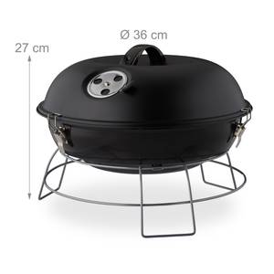 Barbecue rond portable Noir - Argenté - Métal - Matière plastique - 36 x 27 x 36 cm