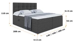 Boxspringbett MARCE Grau - Breite: 180 cm - H4