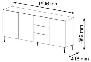 Buffet RAVENNA B SB200 3D3D Doré - Blanc