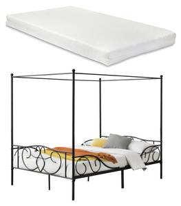 Lit Finström à Baldaquin Matelas Métal Noir - Largeur : 148 cm