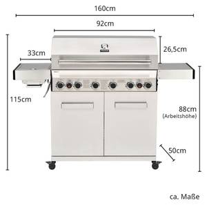 Gasgrill PLATINUM 6+2 160 x 115 x 50 cm