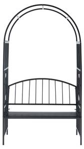 Rosenbogen Barile mit Sitzbank Schwarz - Metall - 114 x 205 x 55 cm