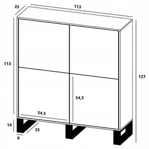 Highboard APOLLO Graphit - Eiche Wotan Dekor