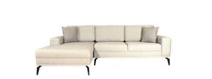 Ecksofa New York Leinen Beige - Holzwerkstoff - Massivholz - 265 x 85 x 165 cm