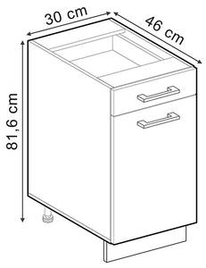 Küchenunterschrank R-Line 45376 Anthrazit - Hochglanz Schwarz