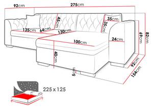 Ecksofa Lerito Blau - Ecke davorstehend links