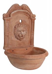 Fontaine murale Lion Marron - Céramique - Pierre - 36 x 64 x 45 cm