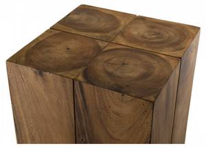 Hoher quadratischer Beistelltisch Braun - Massivholz - 38 x 90 x 38 cm