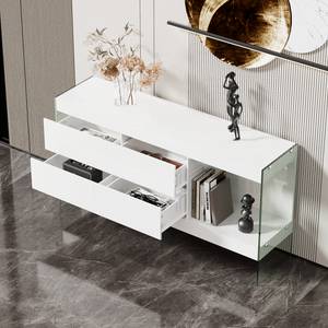 LED-Sideboard Neptunus Ⅲ Weiß - Holzwerkstoff - Metall - Massivholz - Holzart/Dekor - 35 x 74 x 140 cm