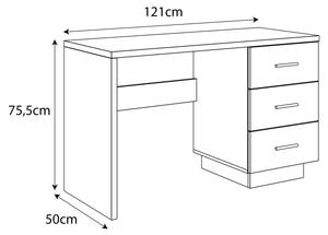 Schreibtisch KIM Braun - Holzwerkstoff - 121 x 75 x 50 cm