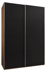 Armoire Lux 1 Noir - Imitation chêne - Argenté - Largeur : 180 cm