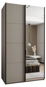 SCHWEBETÜRENSCHRANK LUX Beige - Schwarz - Breite: 130 cm