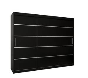 SCHWEBETÜRENSCHRANK VERONA 1 Schwarz - Grauspiegel - Breite: 250 cm