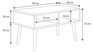 Couchtisch SANDI CT90 Eiche - Weiß