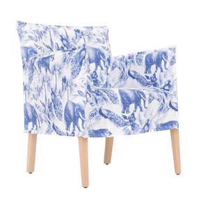 Sessel mit Safari-Print Weiß - Massivholz - 60 x 77 x 60 cm