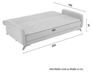 Schlafsofa OLIVER Grau - Massivholz - Textil - 220 x 74 x 93 cm