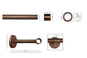 Gardinenstange Rustika 1 lfg. Braun - Breite: 310 cm