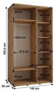 Armoire à portes coulissantes sapporo 2 Noir - Blanc - 140 x 60 cm - 2 porte